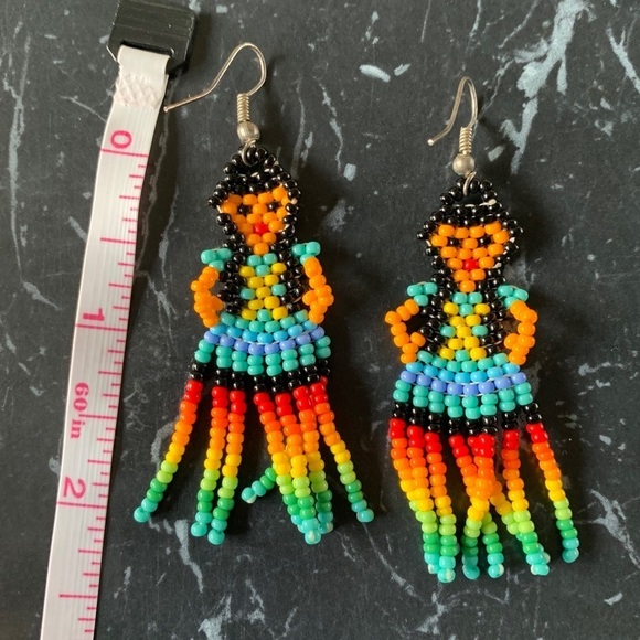 Handmade Beaded Girl Earrings Cute Beads Multicultural - Picture 4 of 4